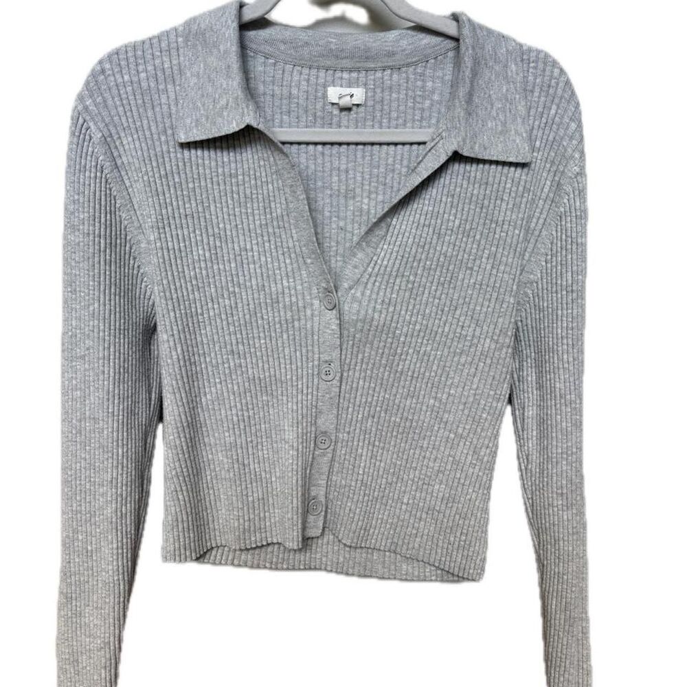 Aerie Women's Gotta Jet! Polo Sweater Gray XL
